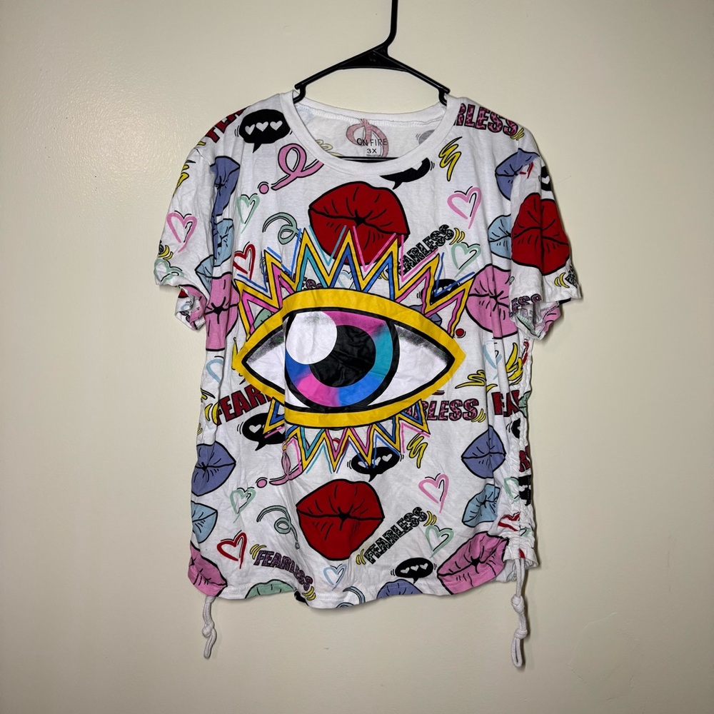 On Fire Colorful Graphic Eye Tee - Short Sleeve